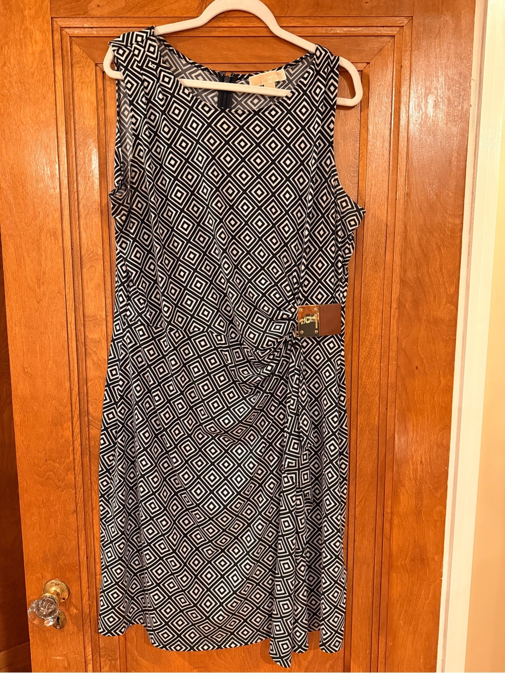 Michael Kors Black and White Geometric Sheath Dress